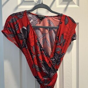 Maggy London Red and Black Floral Dress